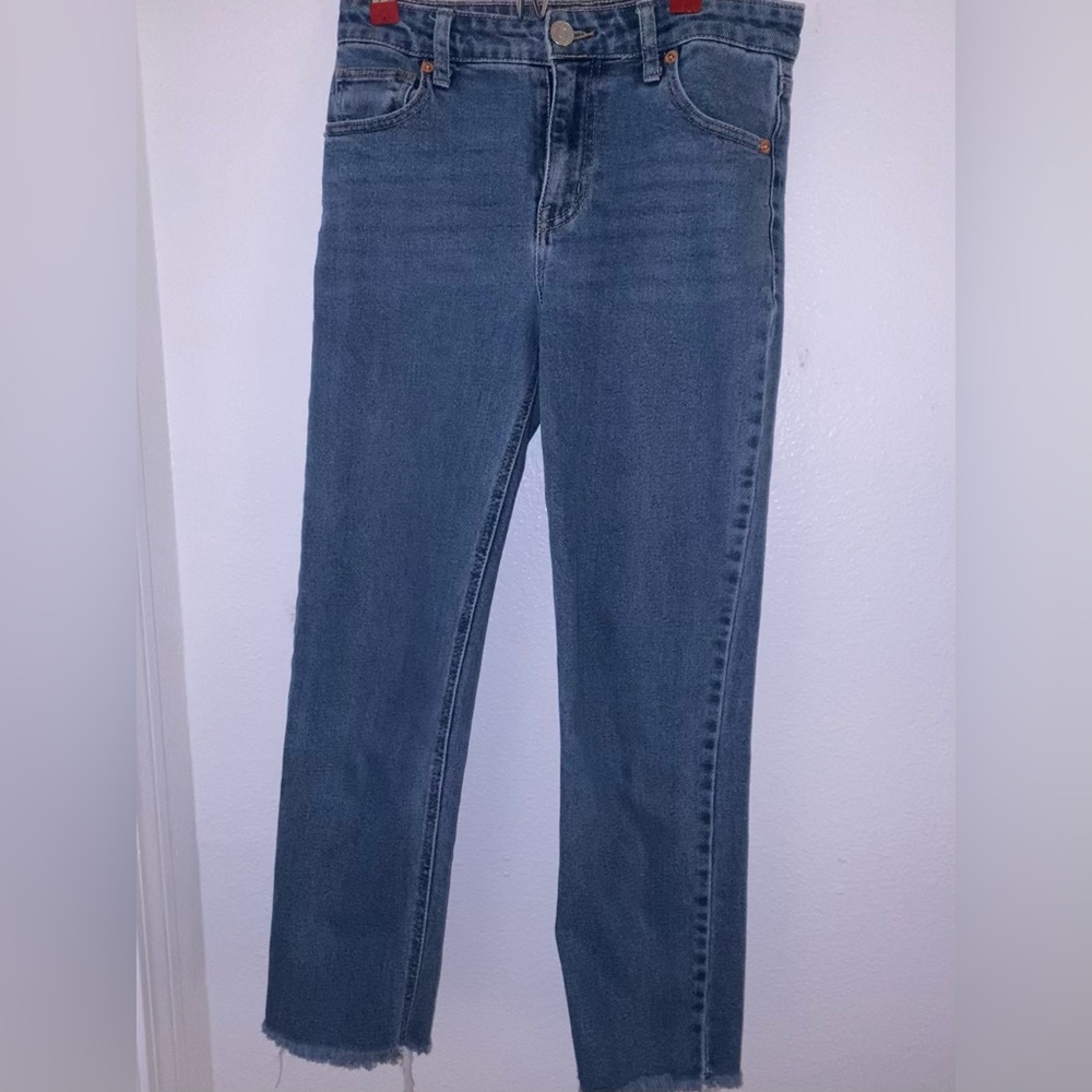 Cropped straight leg jeans